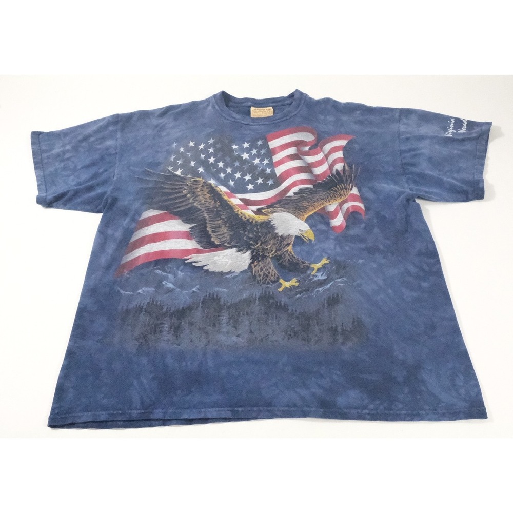 The Mountain T-Shirt Unisex XL Blue Eagle American Flag Tie Dye Y2K Patriotic